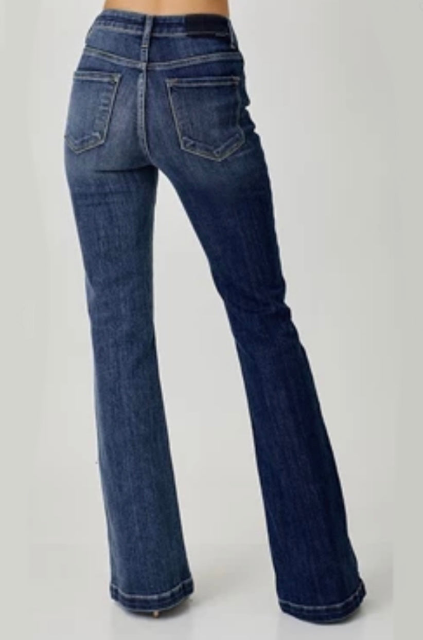 Indigo Combo High Rise Wide Flare Jeans