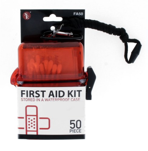 50 pc First Aid Kit In A Waterproof Case w/ Lanyard