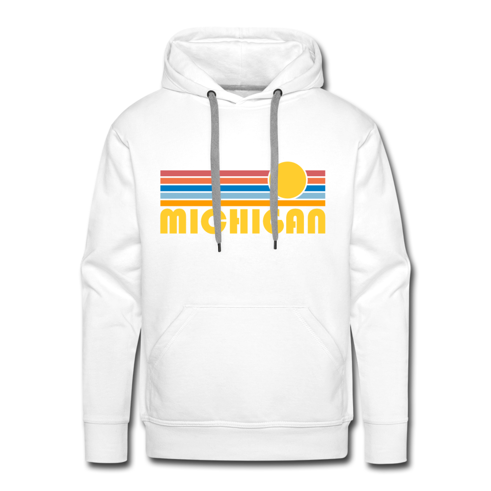 Men&#39;s White Michigan Hoodie - Retro Sun