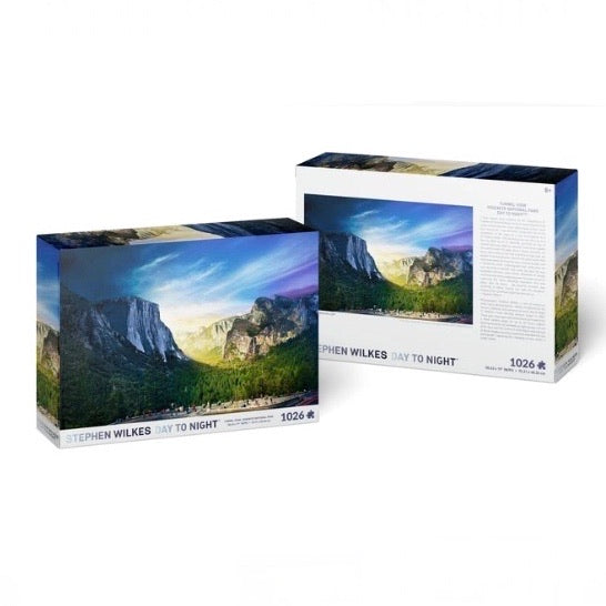 Front and back cover design of Stephen Wilkes photography Day to Night series Yosemite puzzle box