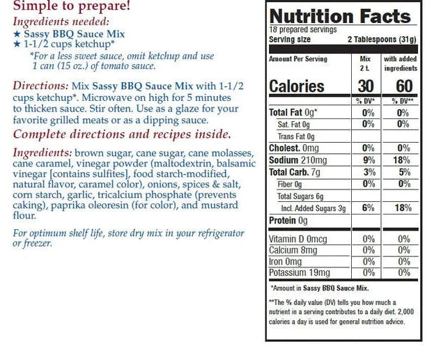 Sassy BBQ Sauce Dip Mix