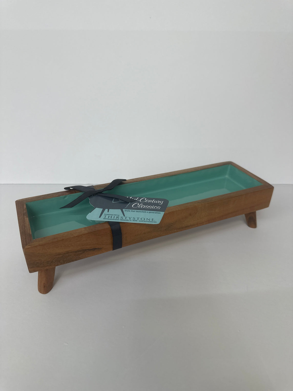 Teal rect. Aracia wood cracker tray