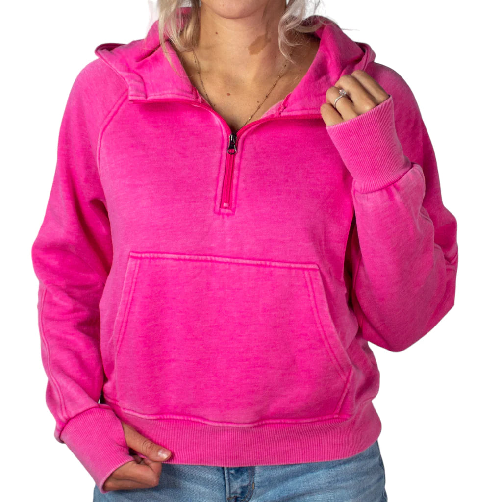 Half Zip Wash Hoodie