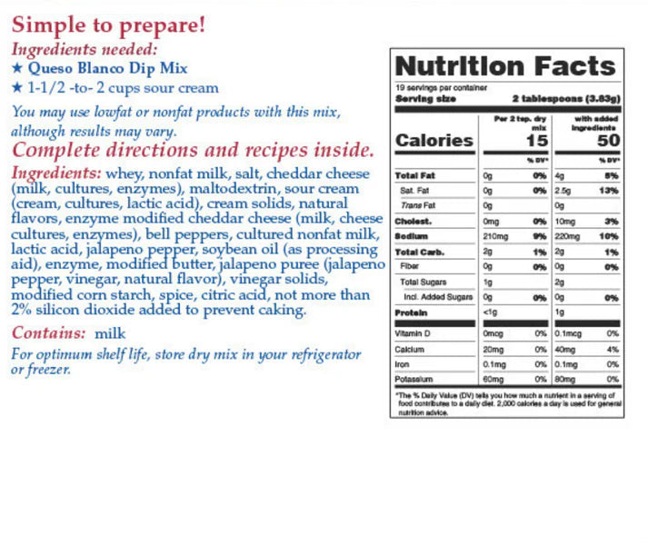 Queso Blanco Dip Mix