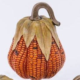 Resin Corn Cob Pumpkin 5.5&quot;H