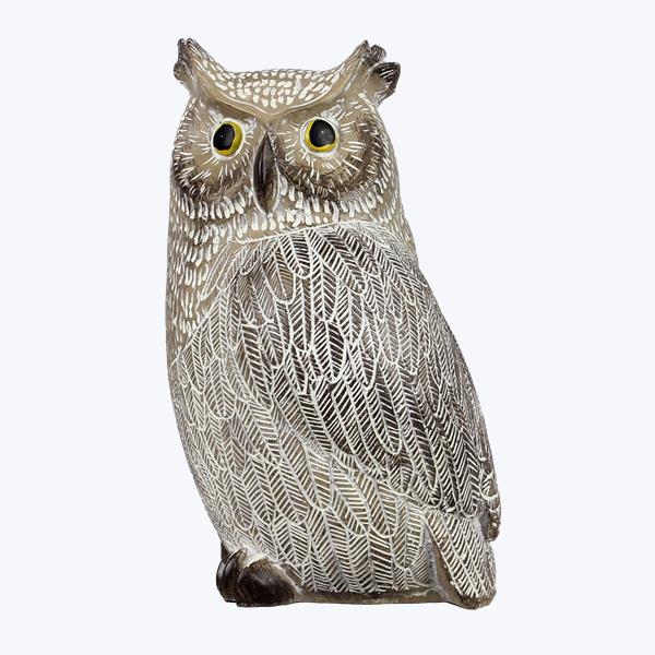 Resin Carved Owl Wood Finish