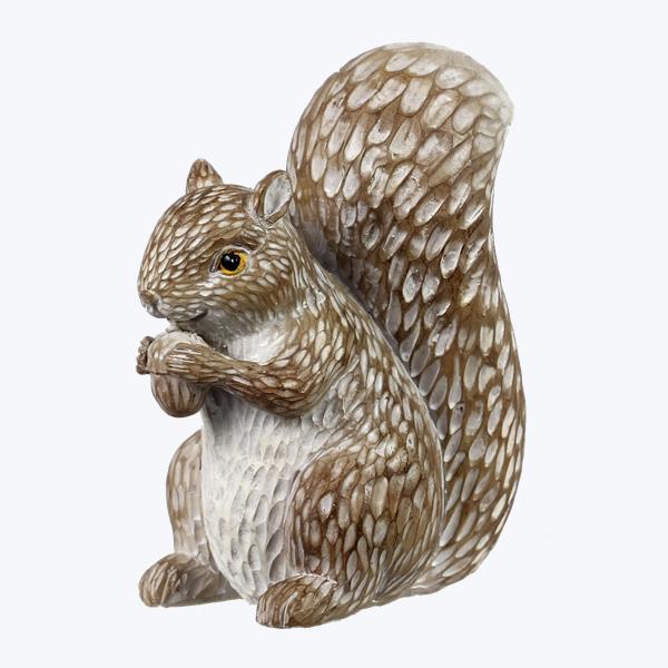 Resin White Brushed Tabletop Squirrel