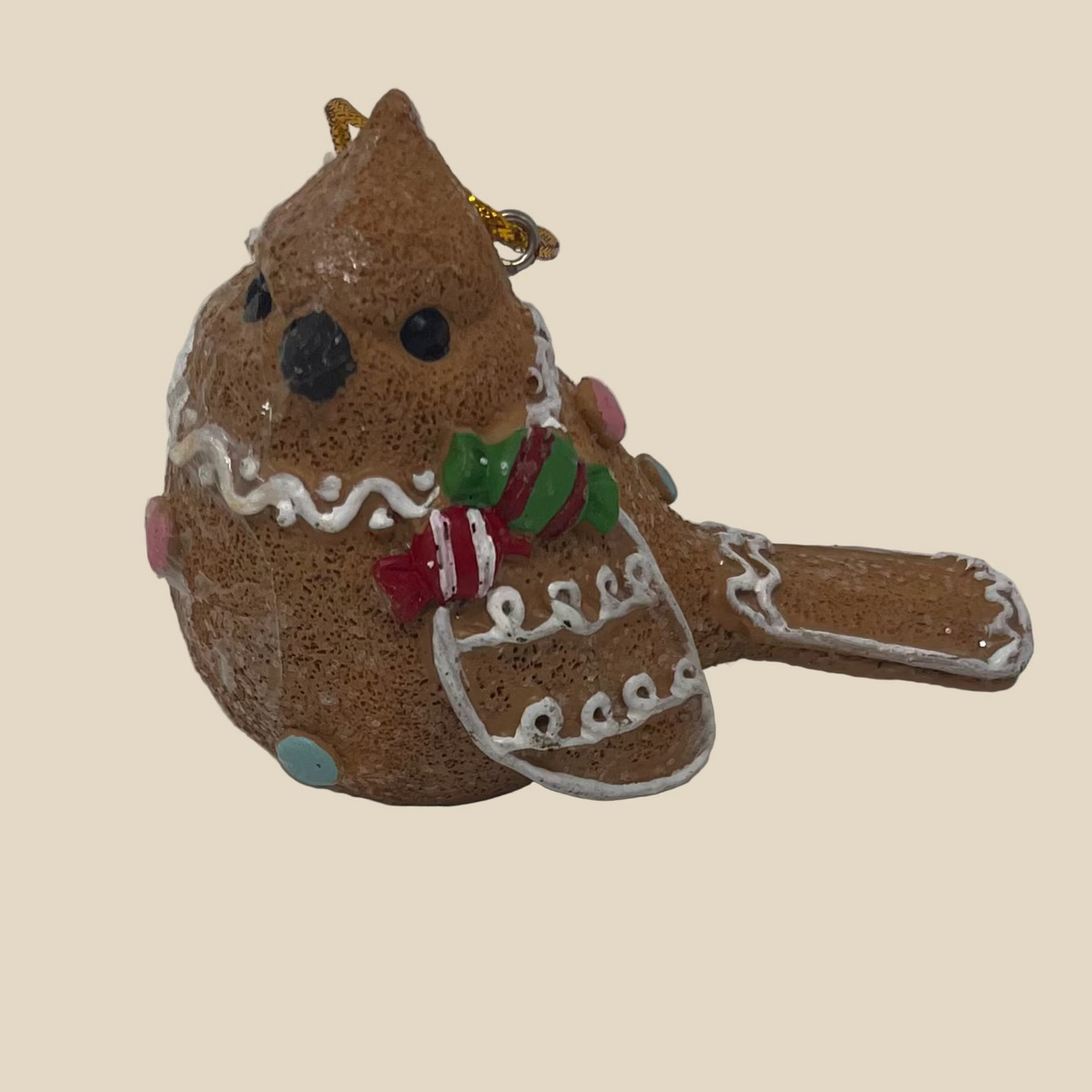 Resin Gingerbread Bird Ornament