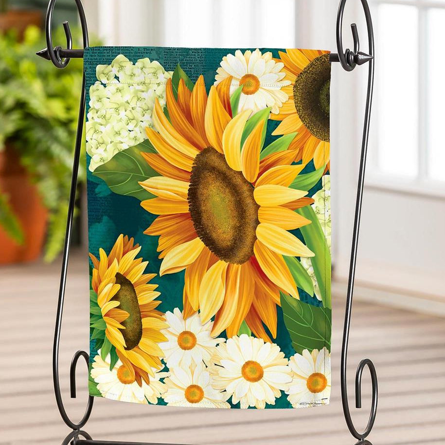 Sunflower Bloom Burlap Garden Flag
