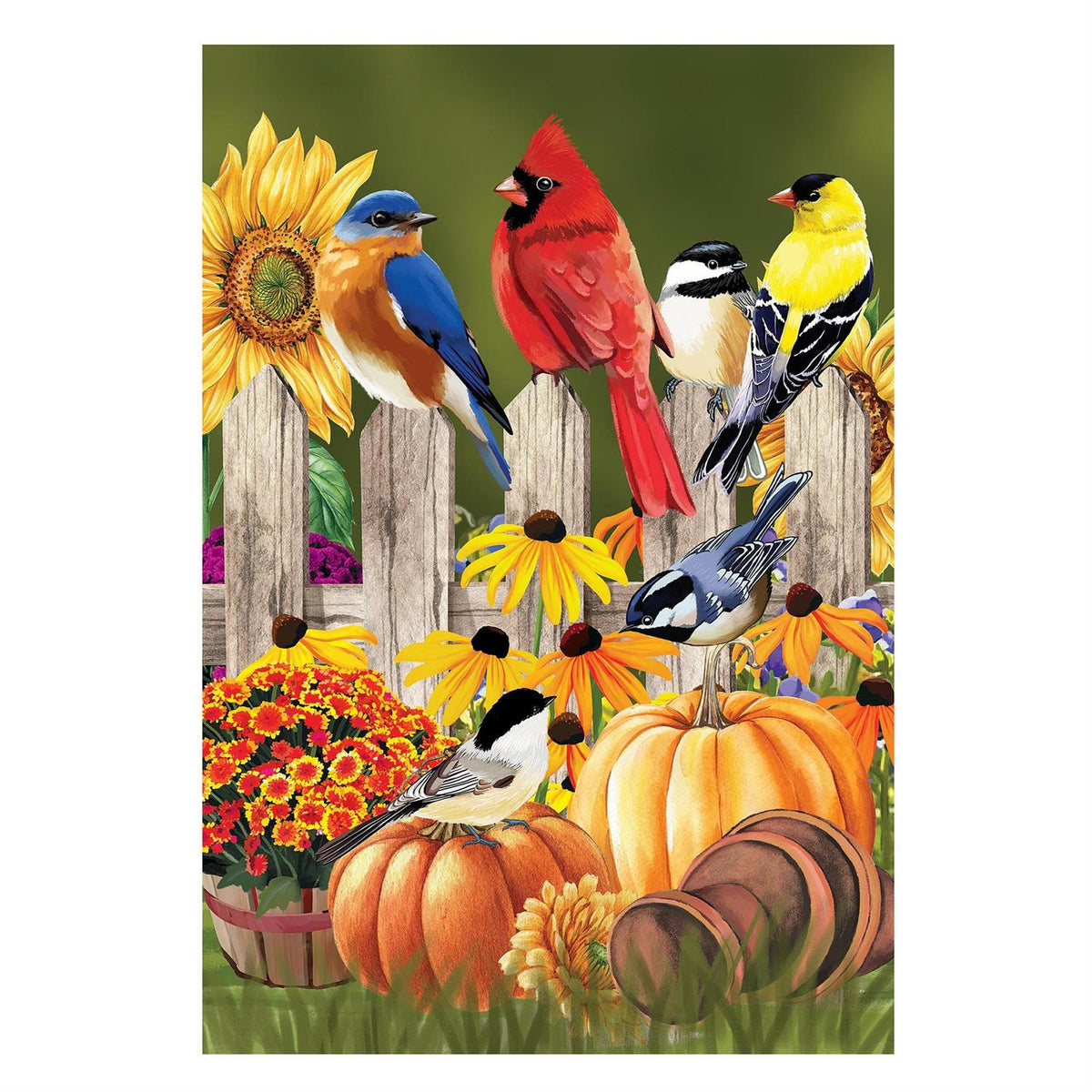 Flock of Pumpkins Suede Garden Flag