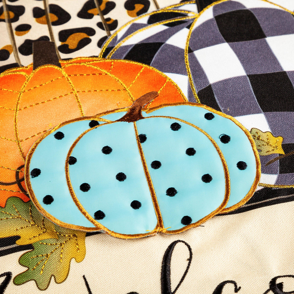 Mixed Print Pumpkins Applique Garden Flag