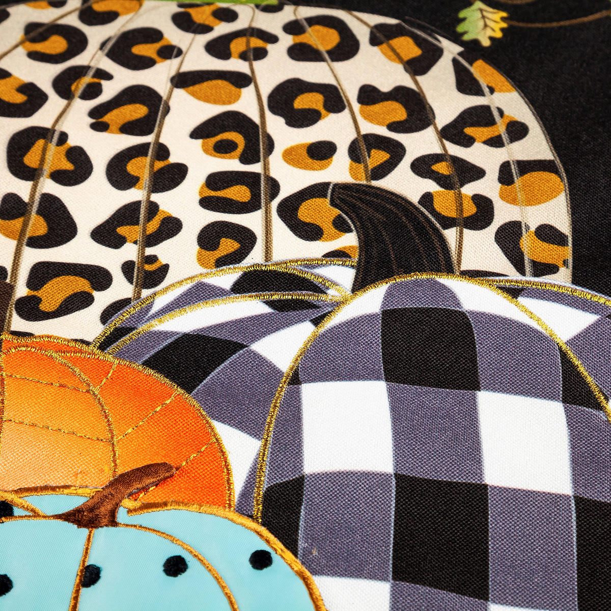 Mixed Print Pumpkins Applique Garden Flag