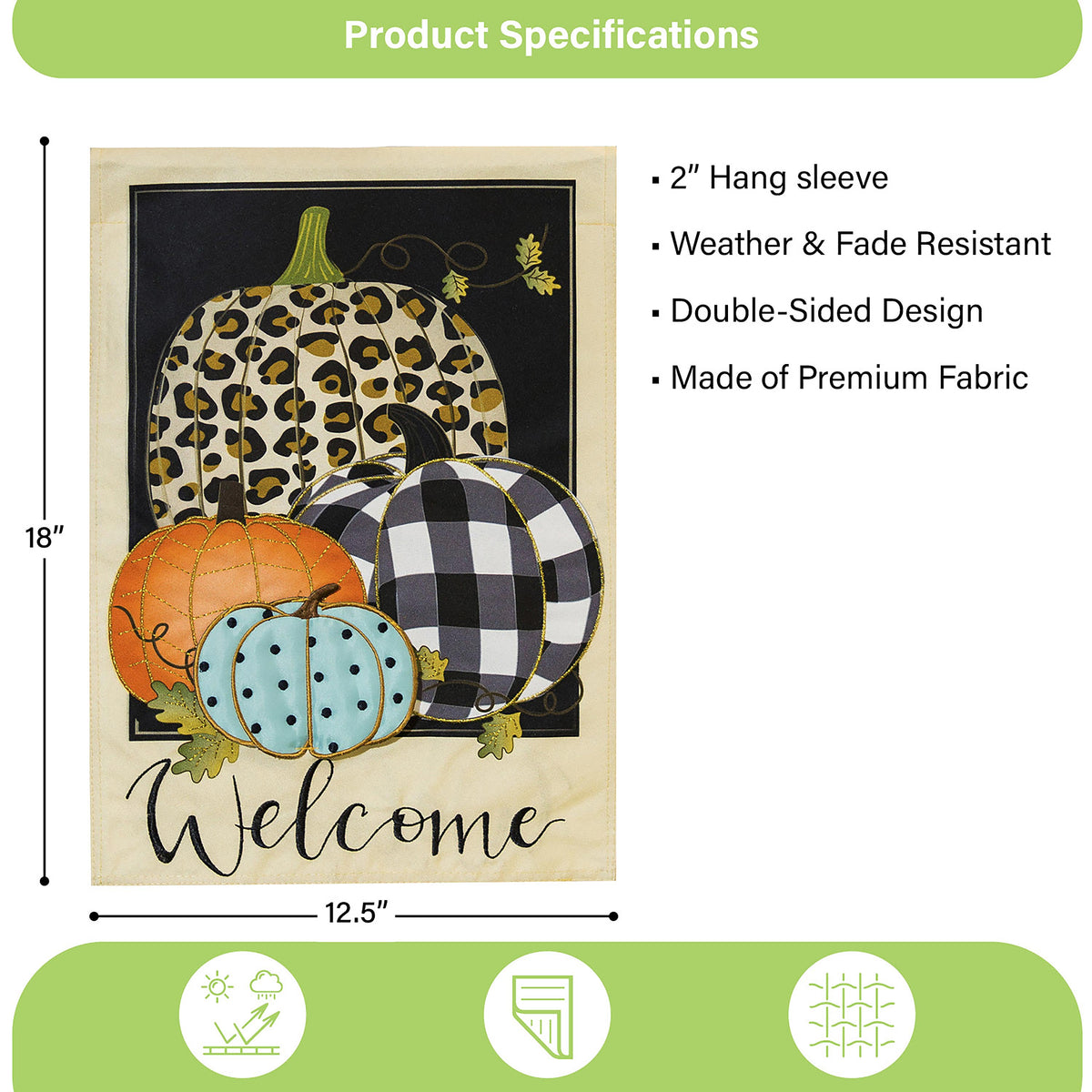 Mixed Print Pumpkins Applique Garden Flag