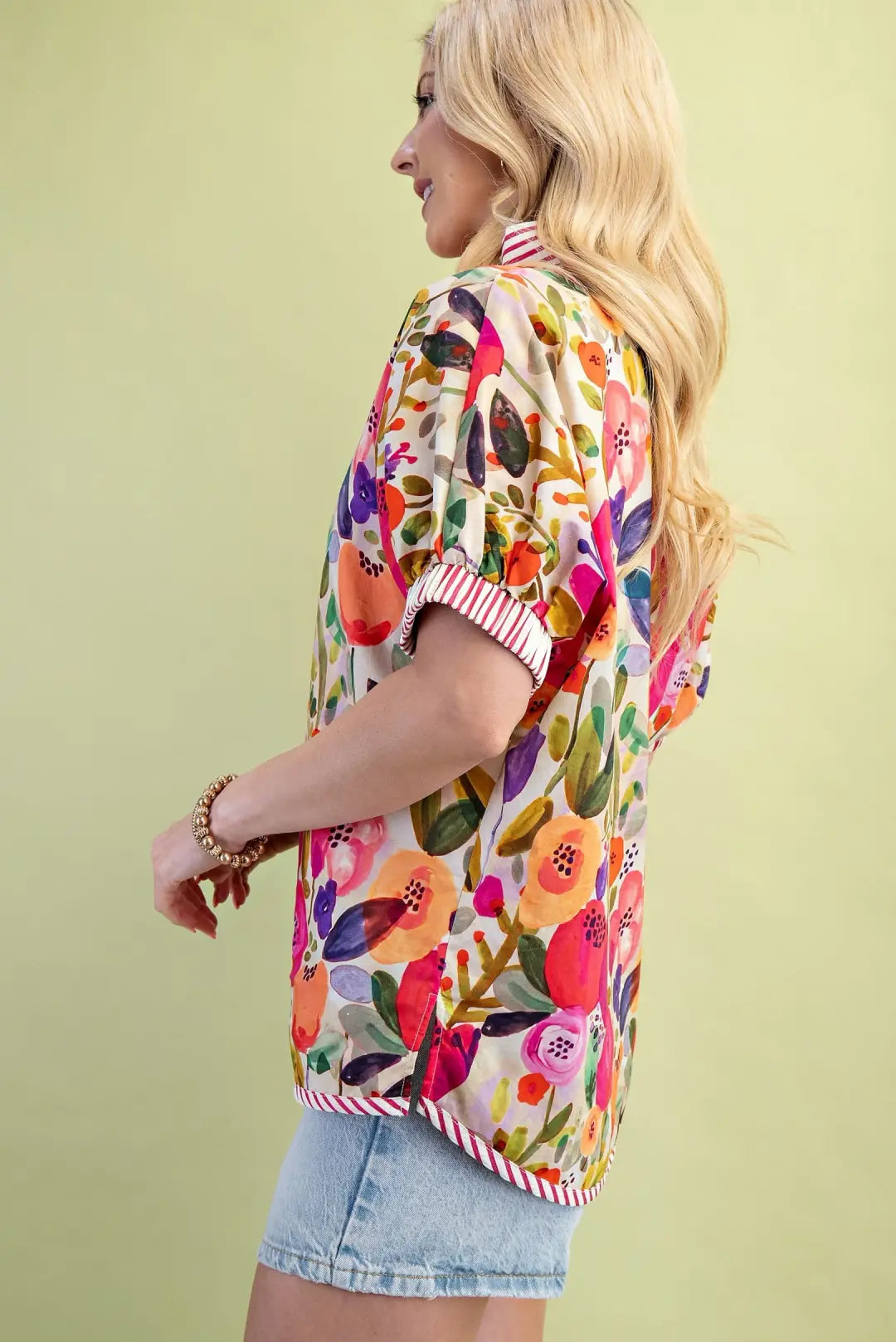 Fuchsia Floral Mock Neck Top
