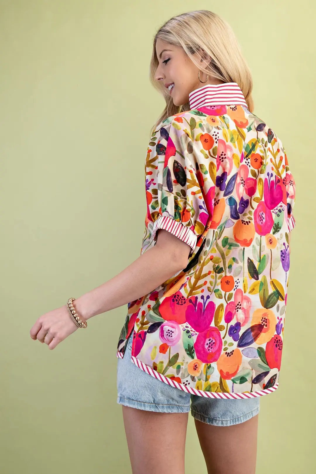 Fuchsia Floral Mock Neck Top