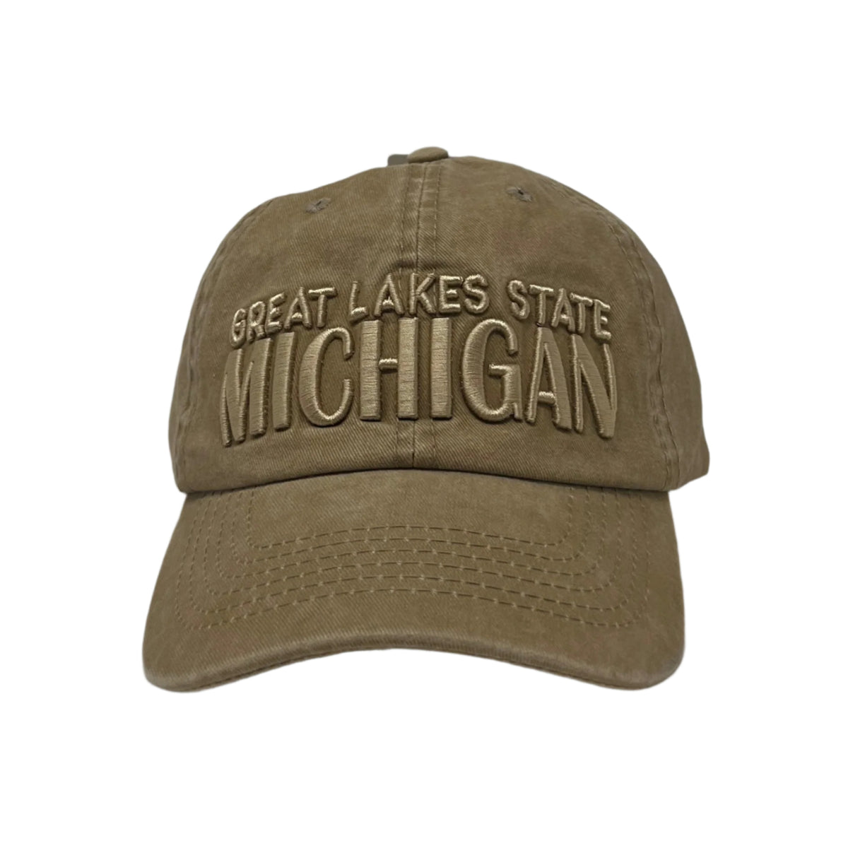 Tan Great Lakes State Embroidered  Ball Cap