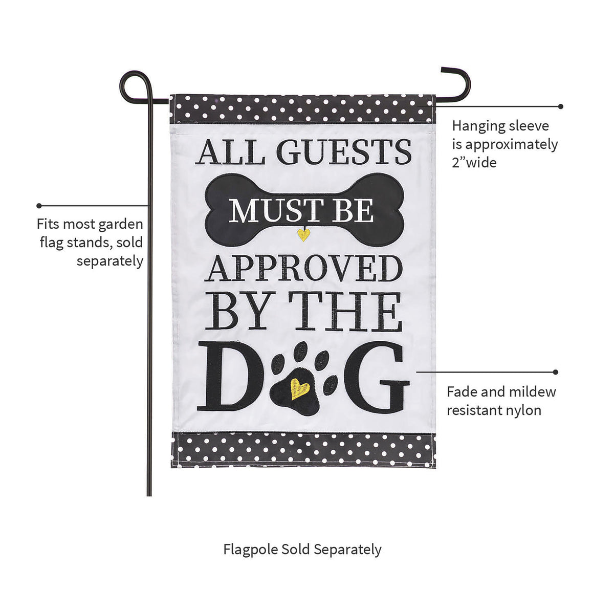 Approved by the Dog Applique Garden Flag