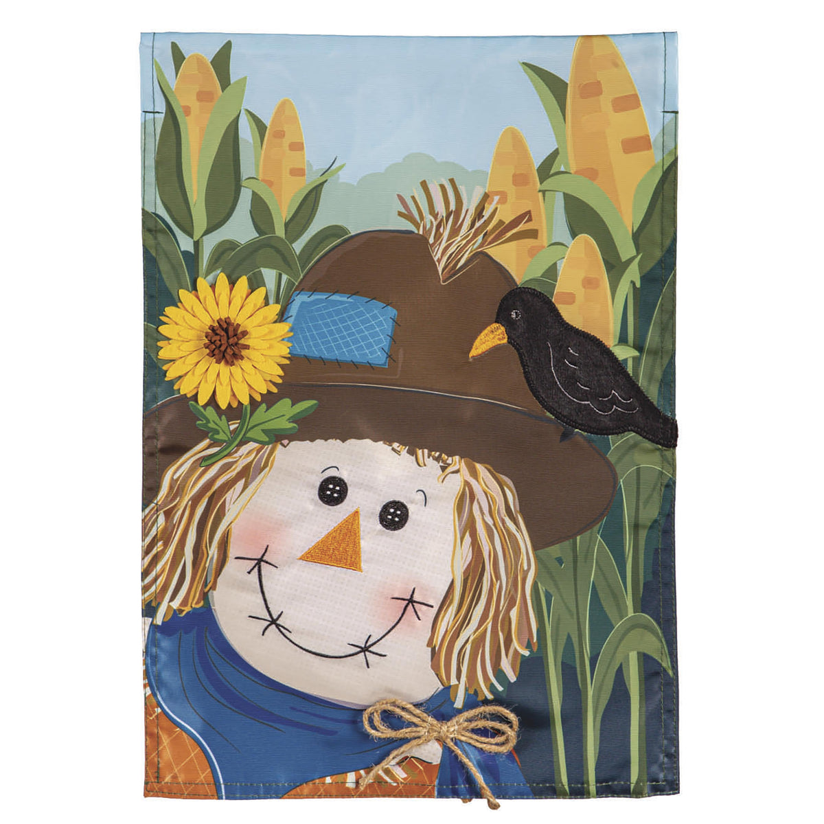 Scarecrow &amp; Friend Applique Garden Flag