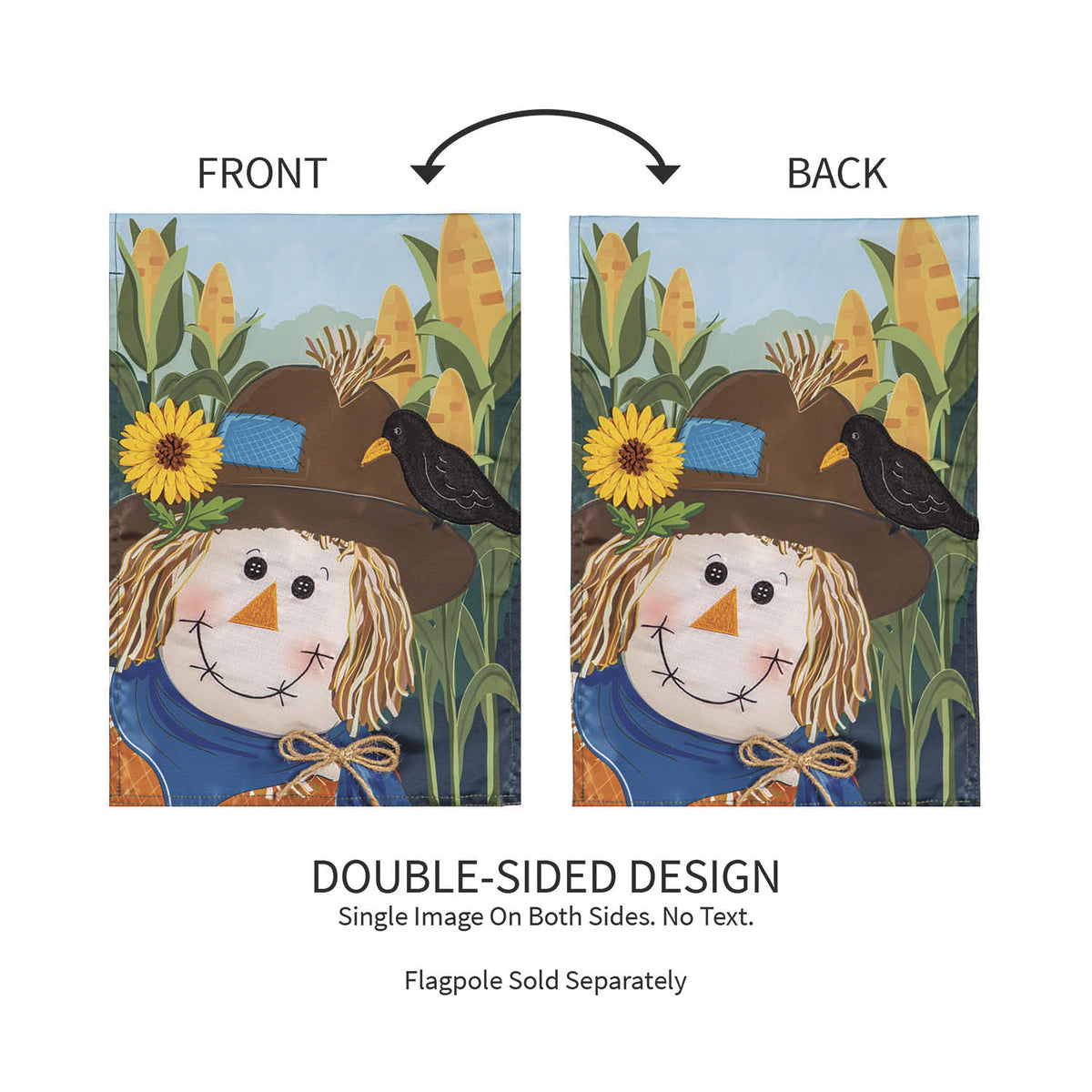 Scarecrow &amp; Friend Applique Garden Flag