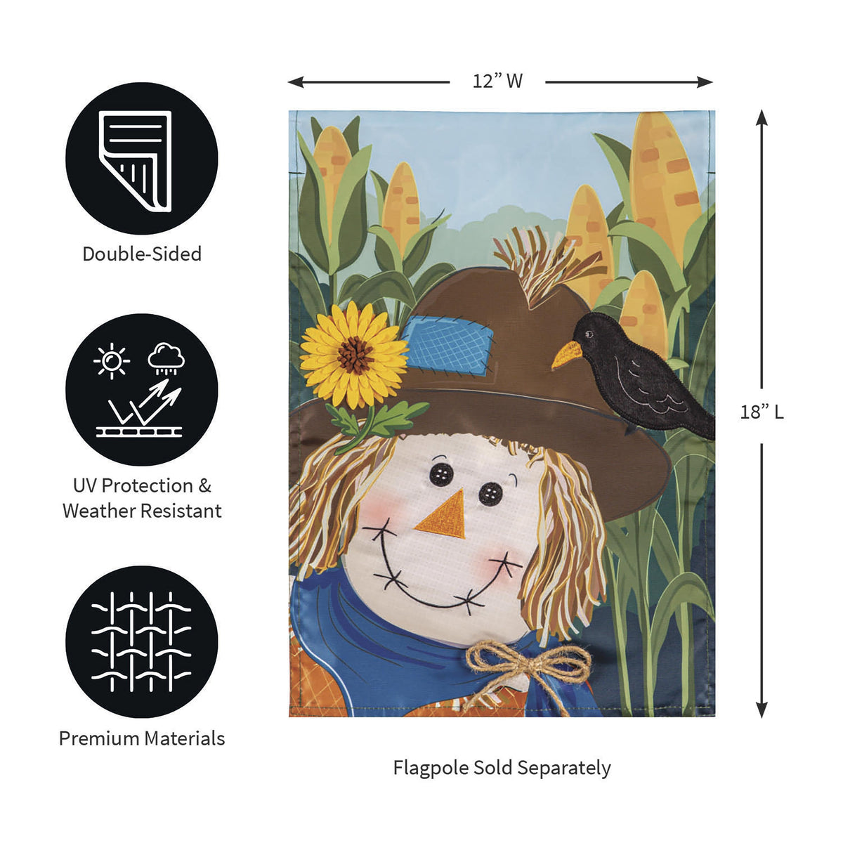 Scarecrow &amp; Friend Applique Garden Flag
