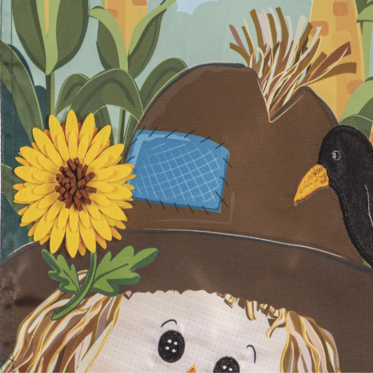 Scarecrow &amp; Friend Applique Garden Flag