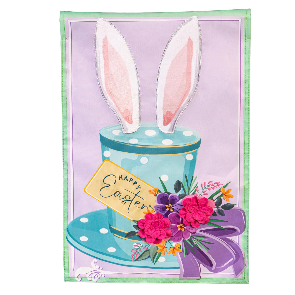 Happy Easter Floral Hat Applique Garden Flag