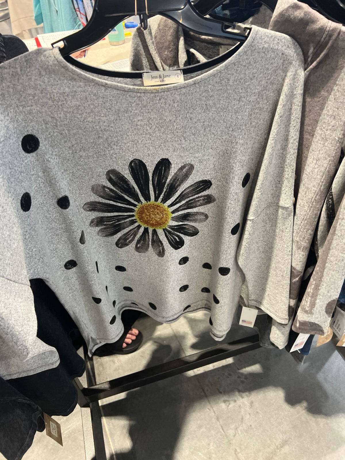 Grey/Black Polka Dot Sunflower Top