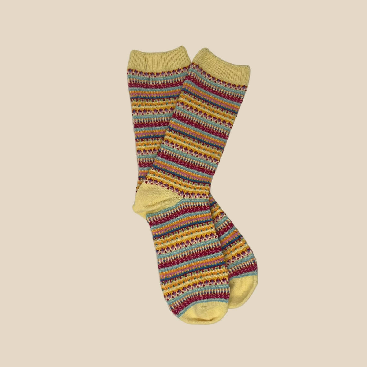 Yellow Stripe Boho Crew Socks