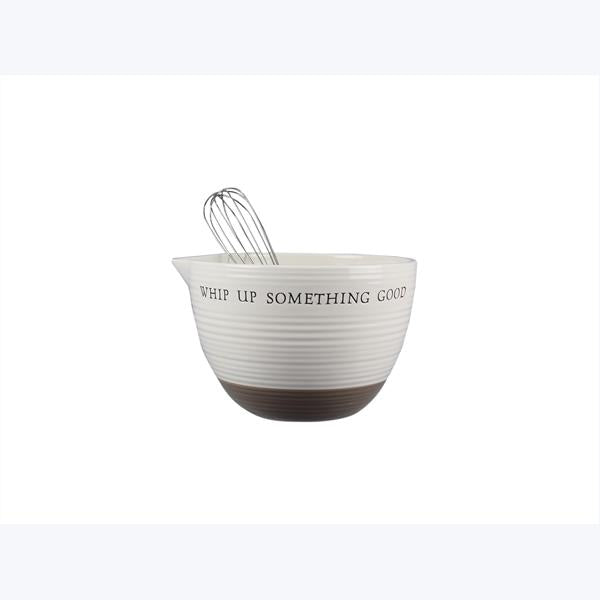 Ceramic Mixing Bowl w/ Metal Whisk