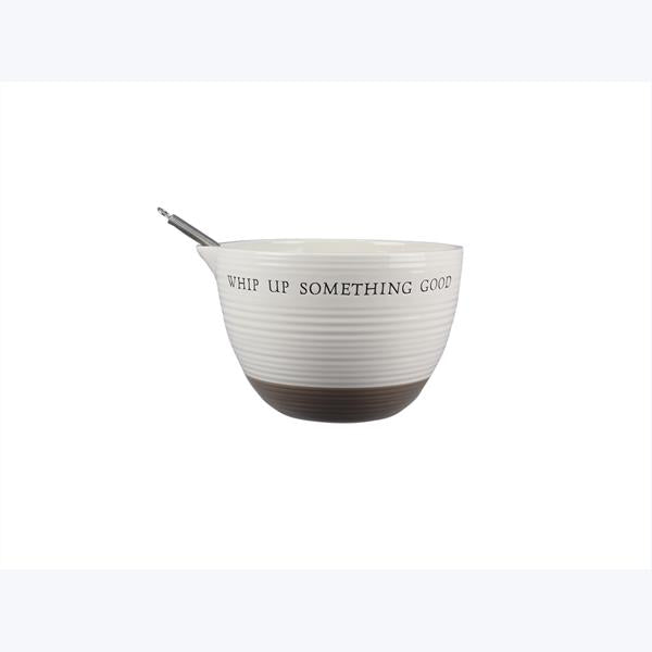 Ceramic Mixing Bowl w/ Metal Whisk