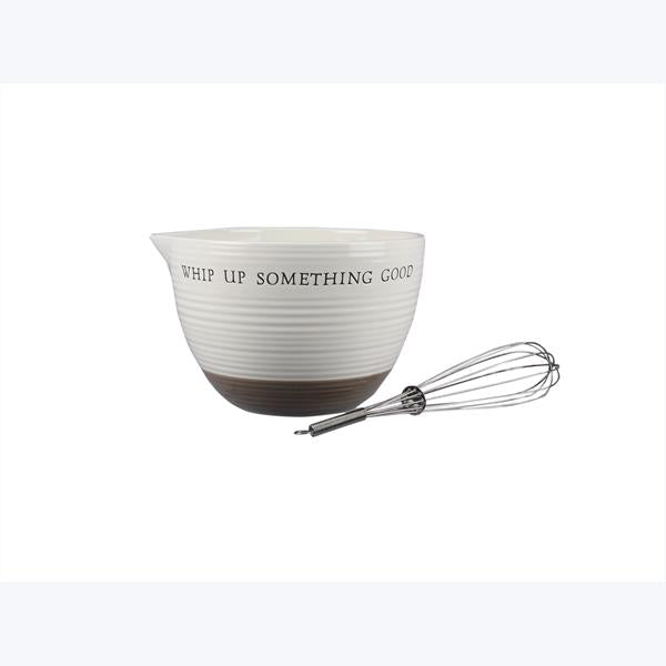 Ceramic Mixing Bowl w/ Metal Whisk