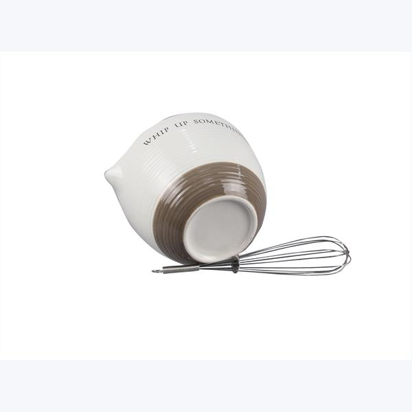 Ceramic Mixing Bowl w/ Metal Whisk