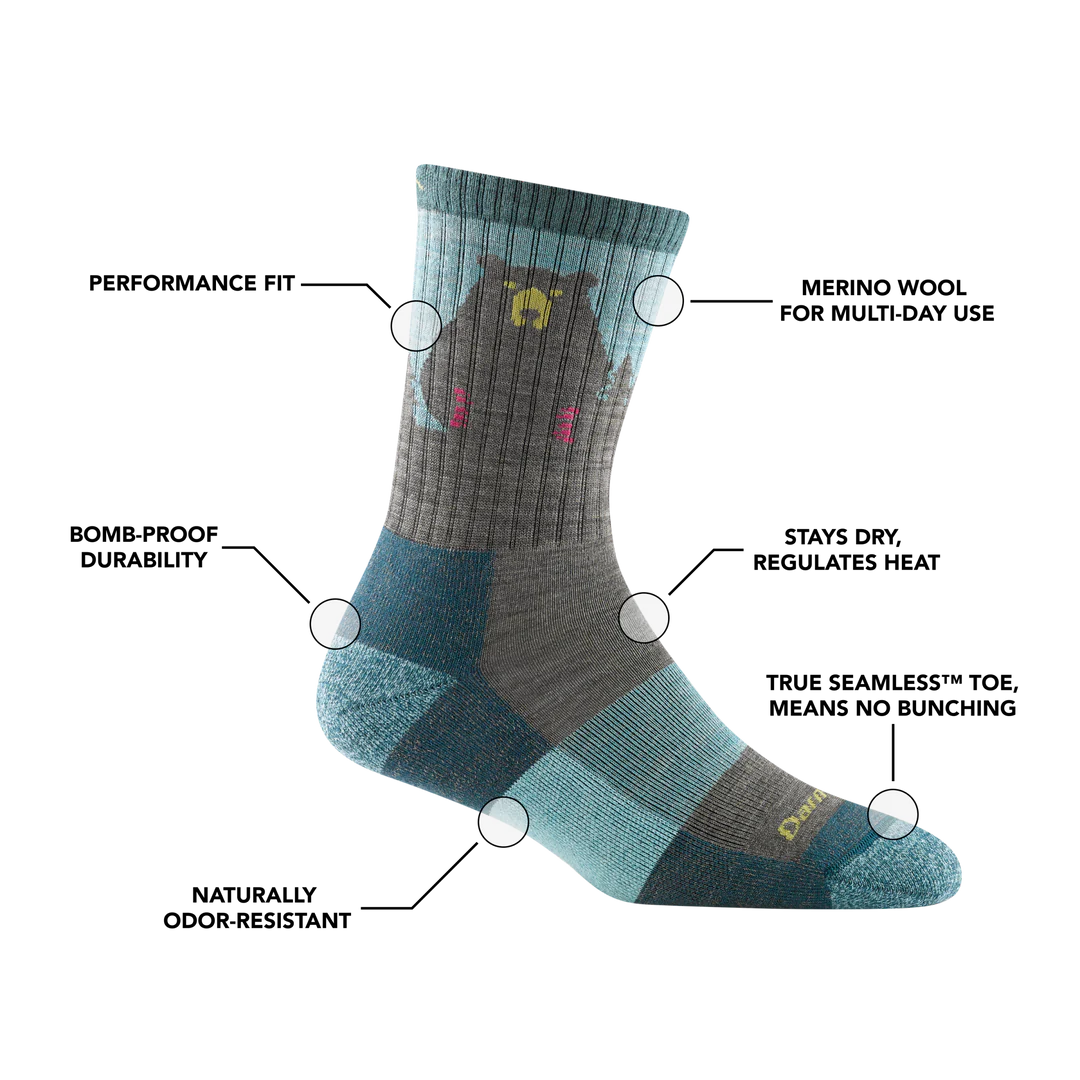 Women&#39;s Bear Town Micro Crew Cushion Lightweight Hiking Socks