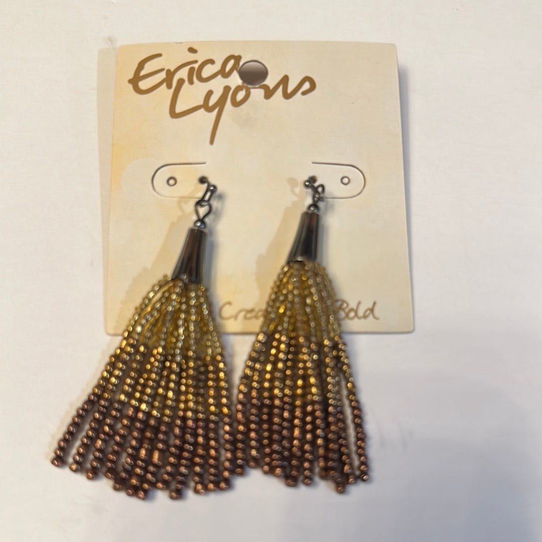 Ombre Bronze Tassel Bead Earrings