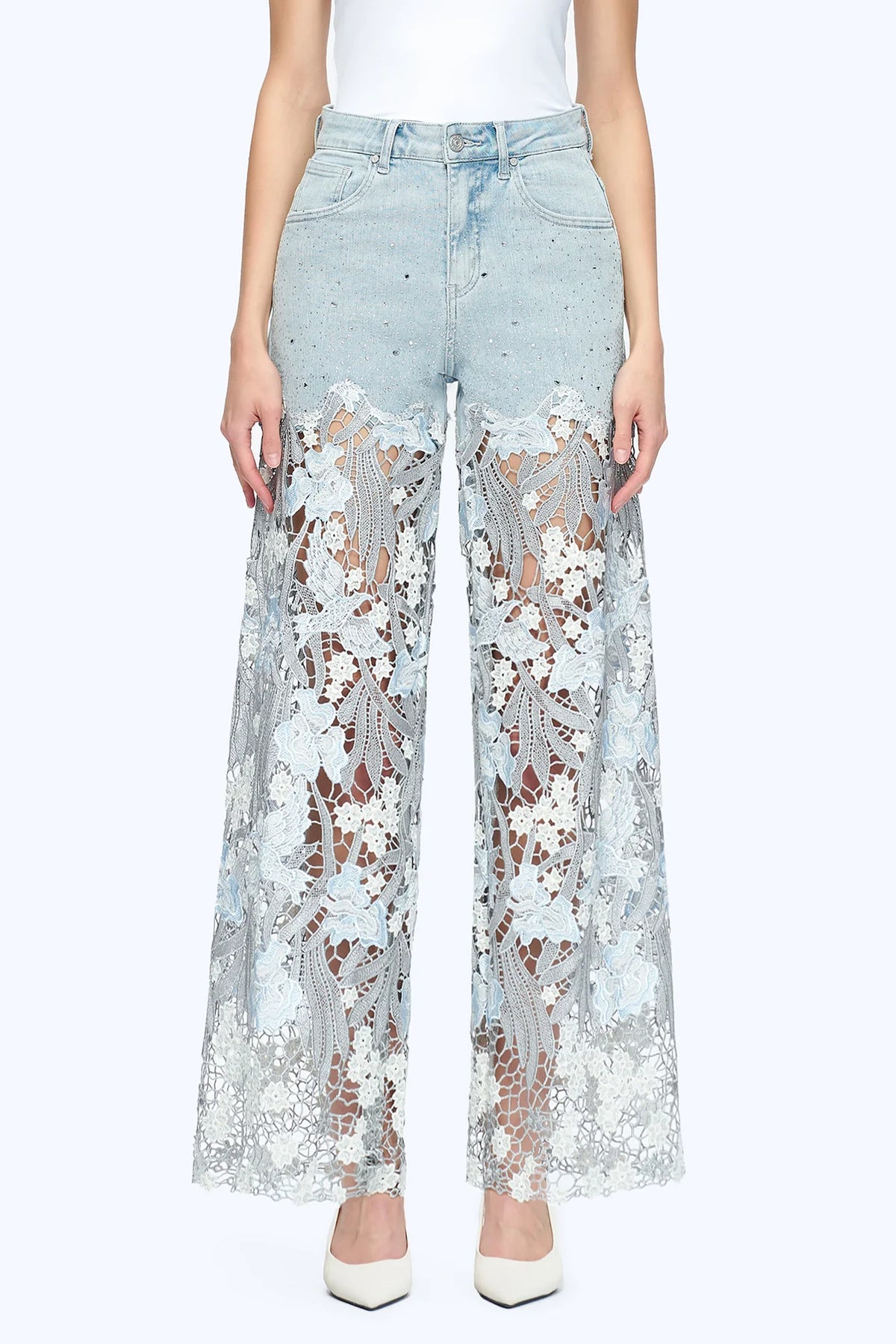 Bayeas Floral Lace High Rise Wide Leg