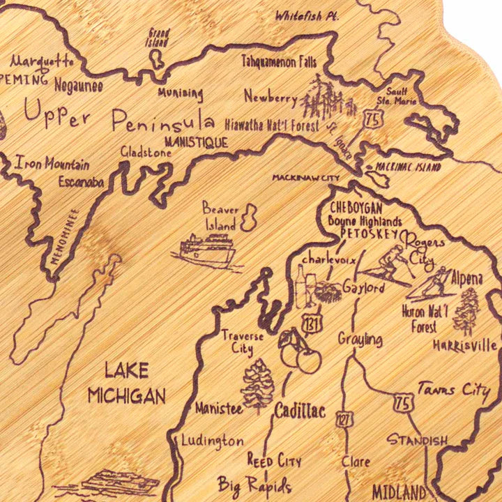 Destination Michigan w/ UP Cutting/Serving Board