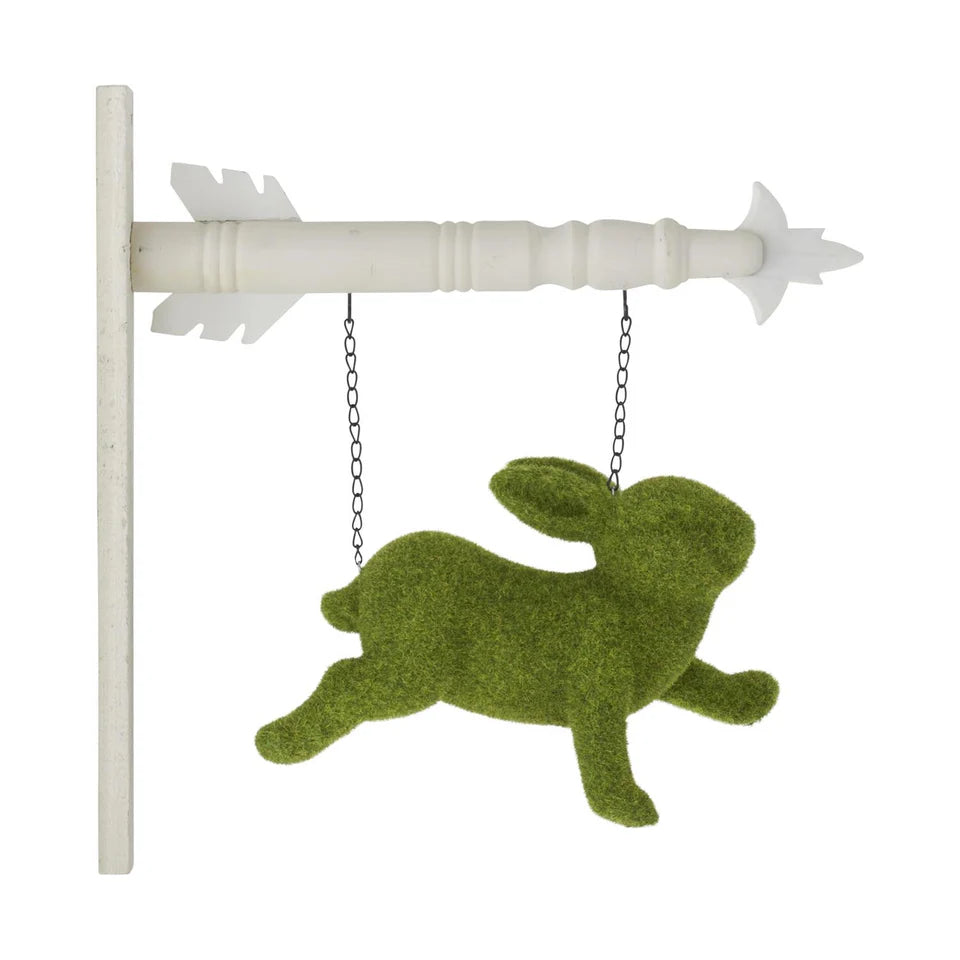Flocked Moss Prancing Bunny for Arrow Holder