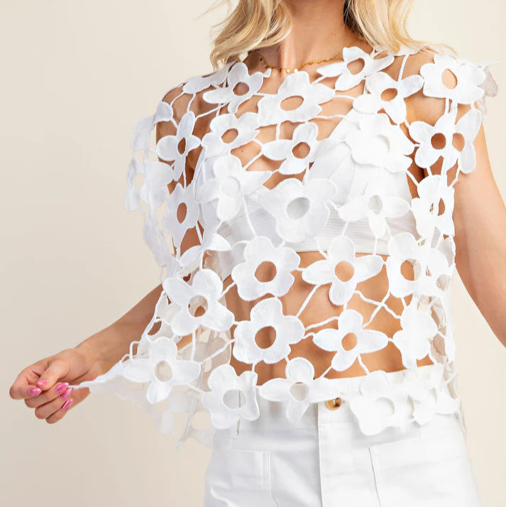 Floral Lace Vest Top O/S