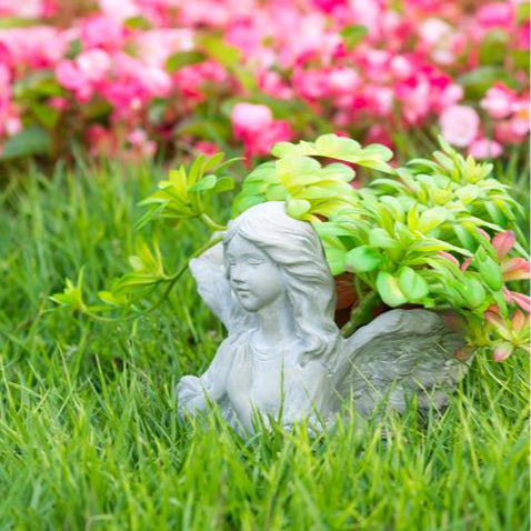 Cement Praying Angel Planter