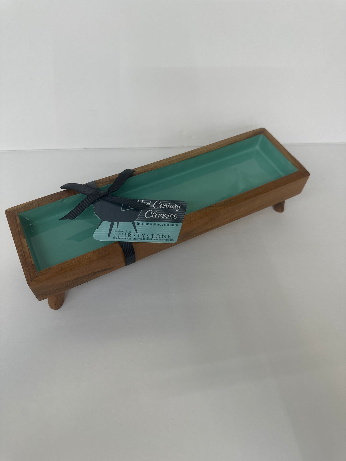 Teal rect. Aracia wood cracker tray