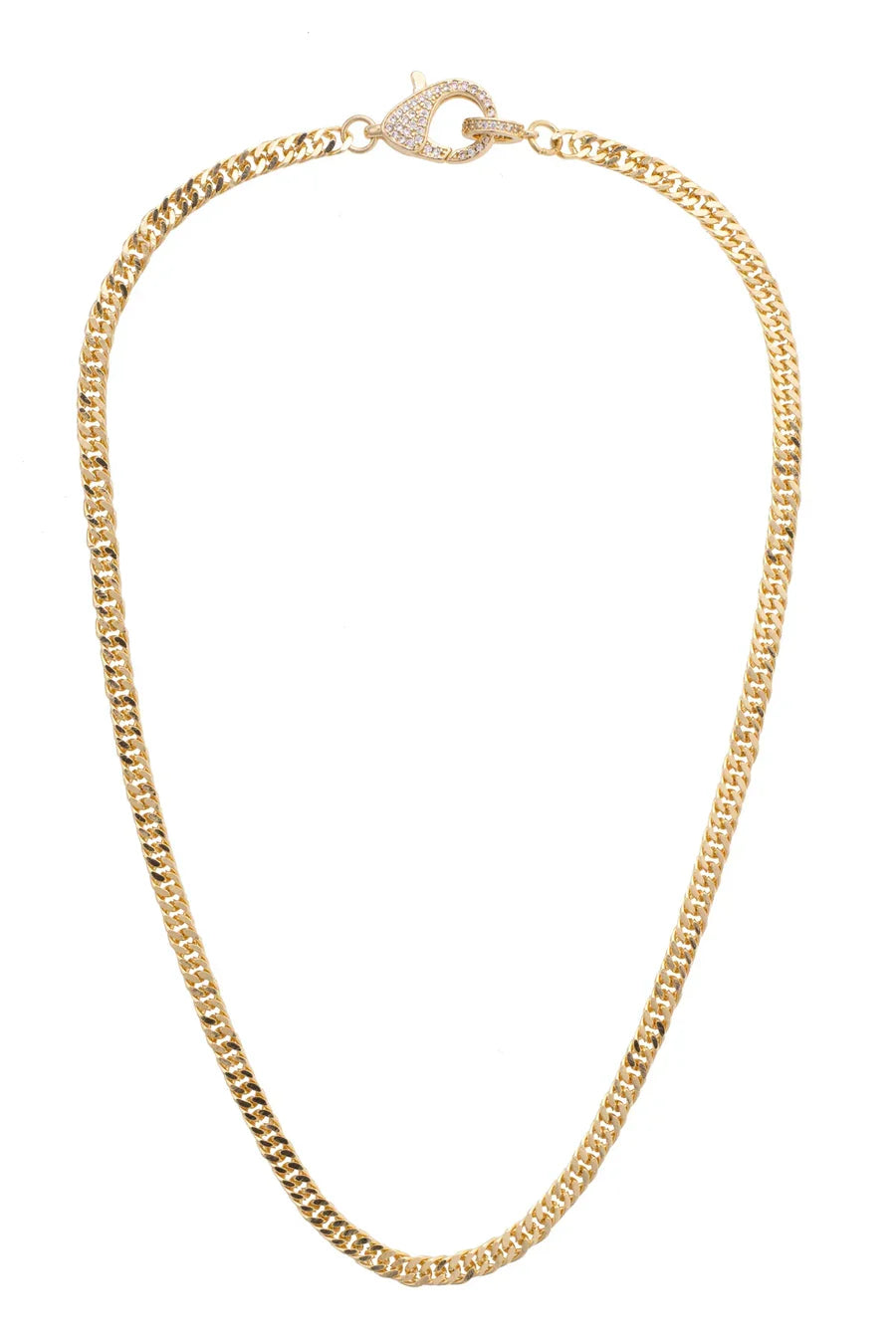 Maggie Pave Carabiner Charm Necklace Base in Shiny Gold