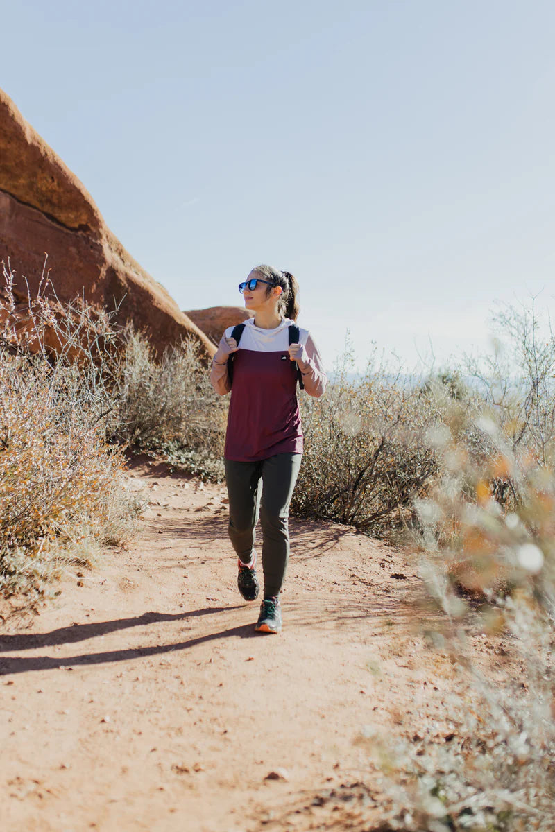 Women's Ascent UPF50 Sun Hoodie - Burgundy Block