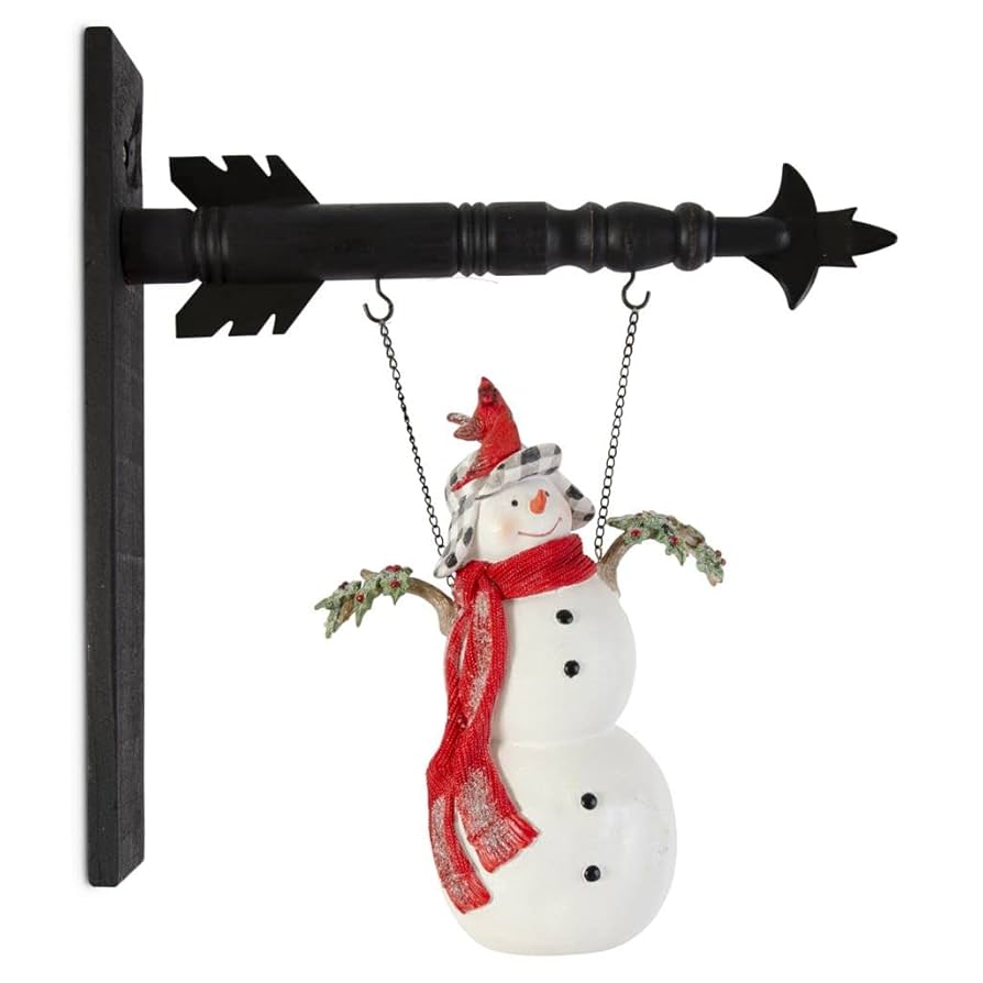 Glittered Resin Snowman w/Cardinals for Arrow Holder