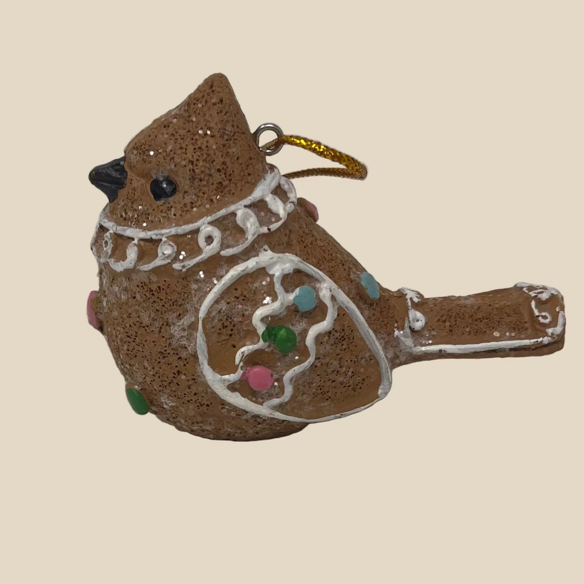 Resin Gingerbread Bird Ornament