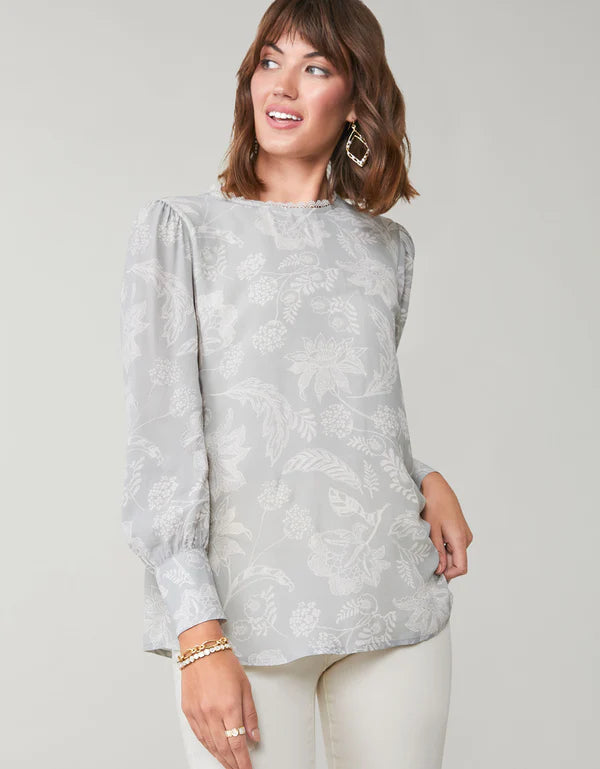 Raynee Blouse Maritime Forest Field Blooms Soft Mist