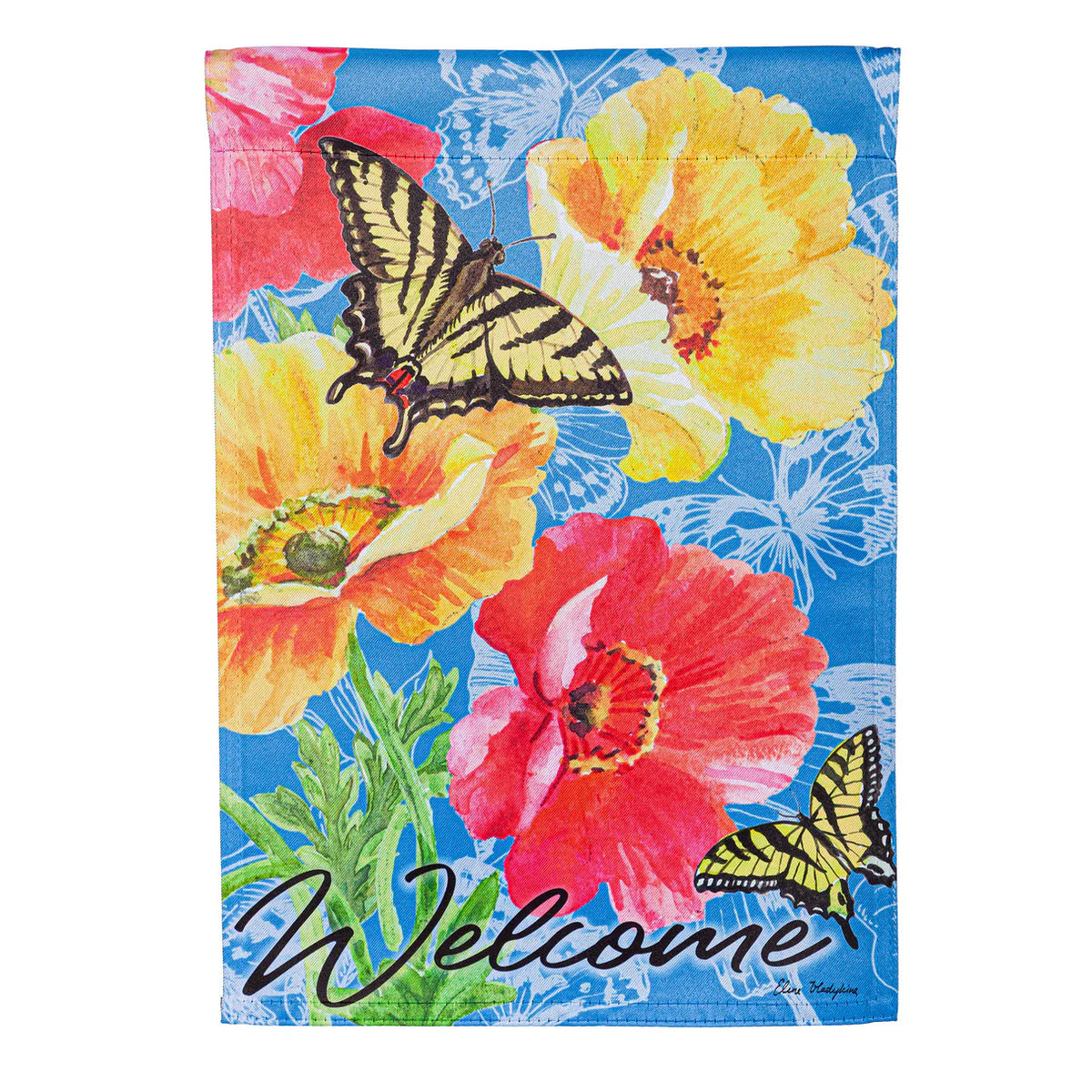 Bright Yellow Poppy Suede Garden Flag
