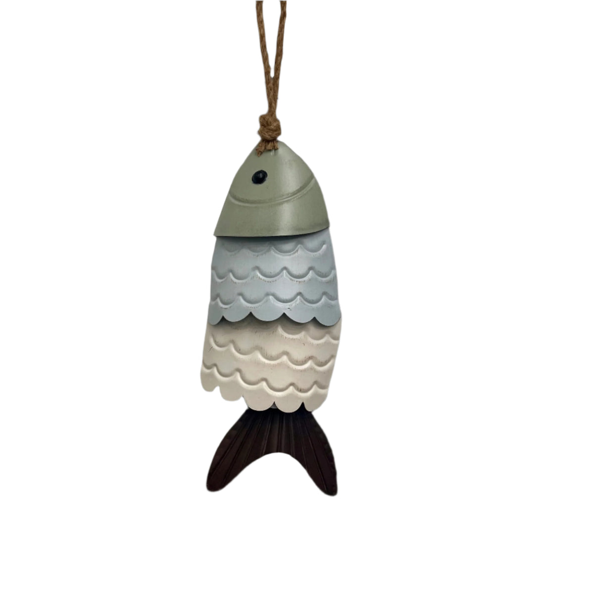 Green/Blue/Cream Metal Hanging Fish