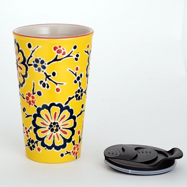 12oz Japanese Ceramic Glass Travel Mug