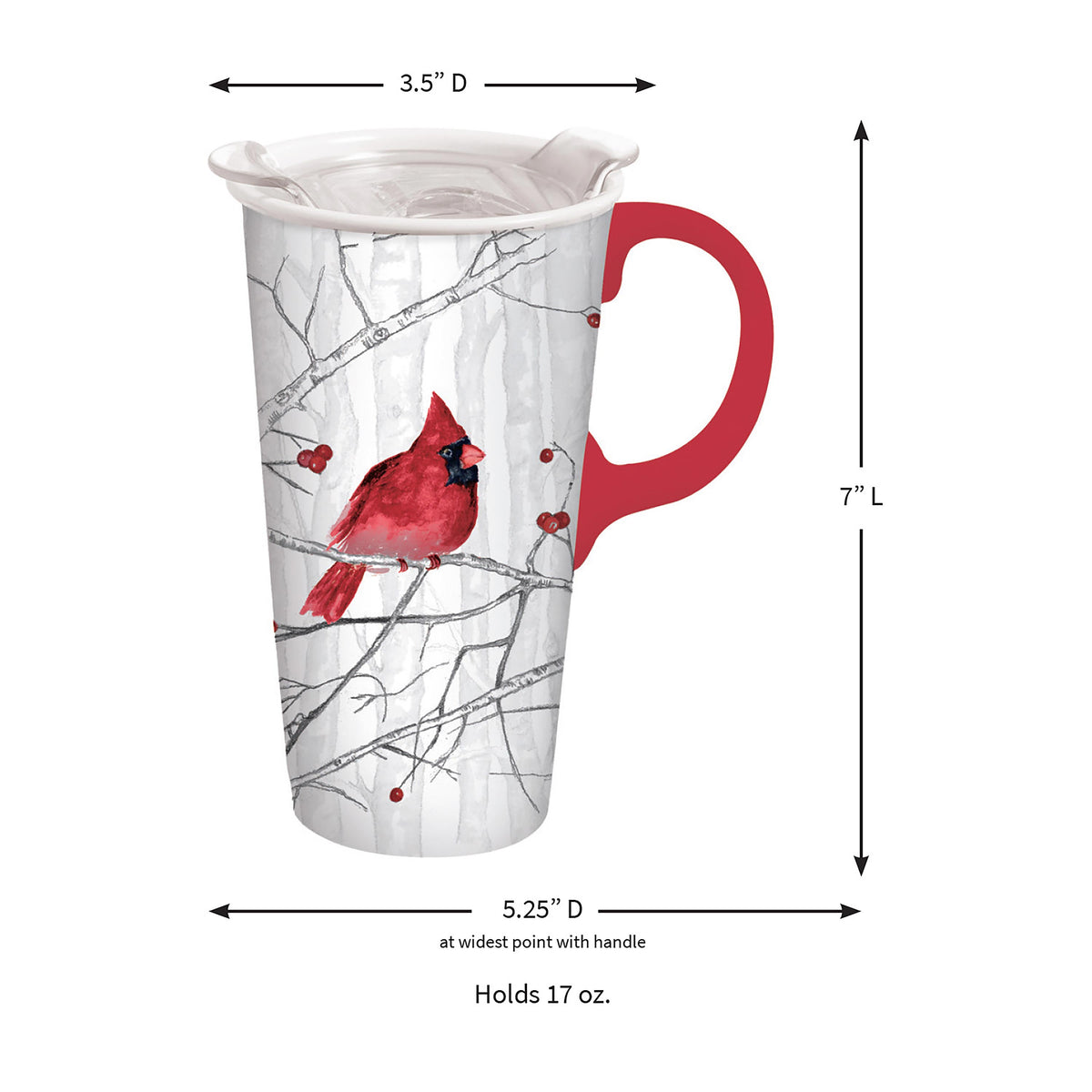 Woodland Storybook Cardinal Ceramic Travel Mug