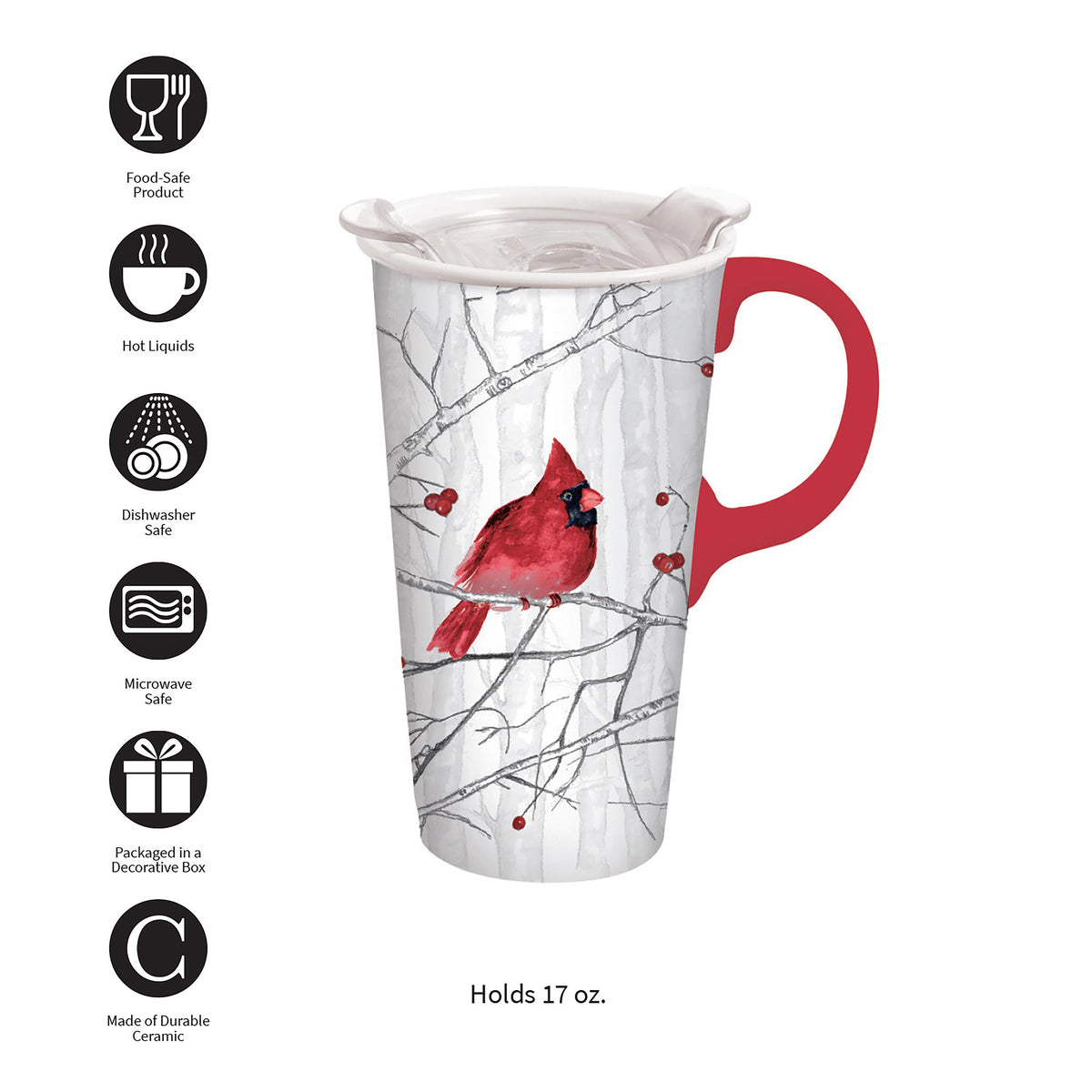 Woodland Storybook Cardinal Ceramic Travel Mug